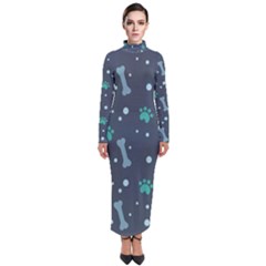 Bons Foot Prints Pattern Background Turtleneck Maxi Dress by Simbadda