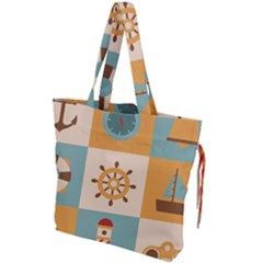 Nautical Elements Collection Drawstring Tote Bag by Simbadda