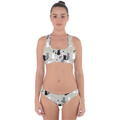 Cute Cat Seamless Pattern Cross Back Hipster Bikini Set by Simbadda