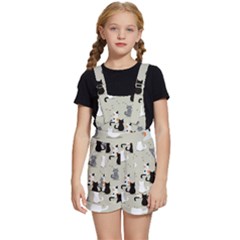 Cute Cat Seamless Pattern Kids  Short Overalls by Simbadda