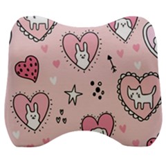 Cartoon Cute Valentines Day Doodle Heart Love Flower Seamless Pattern Vector Velour Head Support Cushion by Simbadda