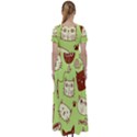 Cute-hand-drawn-cat-seamless-pattern High Waist Short Sleeve Maxi Dress View2