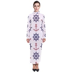 Nautical-seamless-pattern Turtleneck Maxi Dress by Simbadda