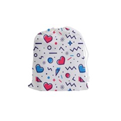 Hearts-seamless-pattern-memphis-style Drawstring Pouch (medium) by Simbadda