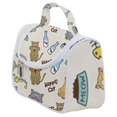 Happy-cats-pattern-background Satchel Handbag by Simbadda