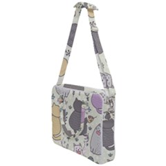 Funny Cartoon Cat Seamless Pattern Cross Body Office Bag by Simbadda