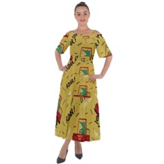 Childish-seamless-pattern-with-dino-driver Shoulder Straps Boho Maxi Dress  by Simbadda