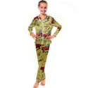 Childish-seamless-pattern-with-dino-driver Kids  Satin Long Sleeve Pajamas Set View1