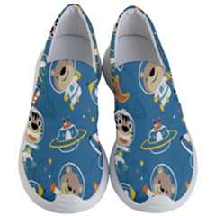 Seamless-pattern-funny-astronaut-outer-space-transportation Women s Lightweight Slip Ons by Simbadda