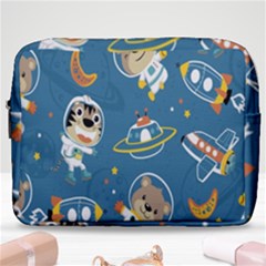 Seamless-pattern-funny-astronaut-outer-space-transportation Make Up Pouch (large) by Simbadda