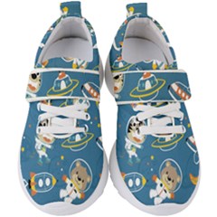 Seamless-pattern-funny-astronaut-outer-space-transportation Kids  Velcro Strap Shoes by Simbadda