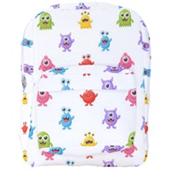 Seamless-pattern-cute-funny-monster-cartoon-isolated-white-background Full Print Backpack by Simbadda