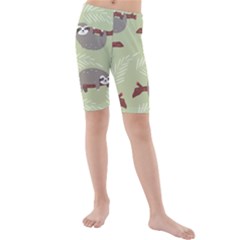 Sloths-pattern-design Kids  Mid Length Swim Shorts by Simbadda