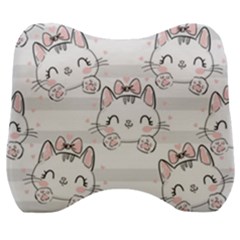 Cat-with-bow-pattern Velour Head Support Cushion by Simbadda