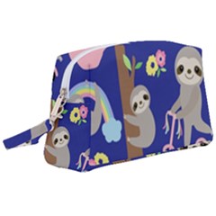 Hand-drawn-cute-sloth-pattern-background Wristlet Pouch Bag (large) by Simbadda