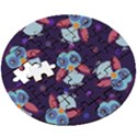 Owl-pattern-background Wooden Puzzle Round View3