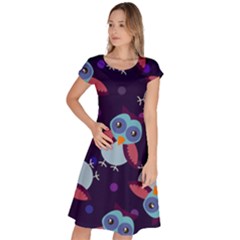 Owl-pattern-background Classic Short Sleeve Dress by Simbadda