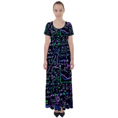 Math-linear-mathematics-education-circle-background High Waist Short Sleeve Maxi Dress by Simbadda