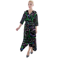 Math-linear-mathematics-education-circle-background Quarter Sleeve Wrap Front Maxi Dress by Simbadda