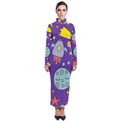 Card-with-lovely-planets Turtleneck Maxi Dress by Simbadda