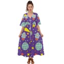 Card-with-lovely-planets Kimono Sleeve Boho Dress View1