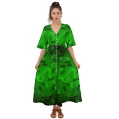 Green-rod-shaped-bacteria Kimono Sleeve Boho Dress by Simbadda