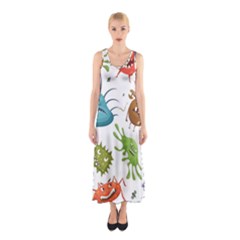 Dangerous-streptococcus-lactobacillus-staphylococcus-others-microbes-cartoon-style-vector-seamless-p Sleeveless Maxi Dress by Simbadda