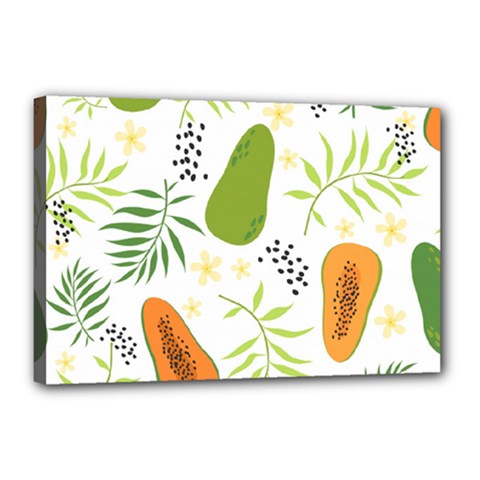 Seamless-tropical-pattern-with-papaya Canvas 18  X 12  (stretched) by Simbadda