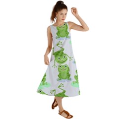 Cute-green-frogs-seamless-pattern Summer Maxi Dress by Simbadda