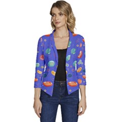 Virus-seamless-pattern Women s Casual 3/4 Sleeve Spring Jacket by Simbadda