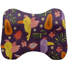 Exotic-seamless-pattern-with-parrots-fruits Head Support Cushion by Simbadda