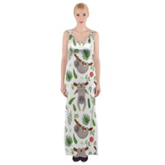 Seamless-pattern-with-cute-sloths Thigh Split Maxi Dress by Simbadda