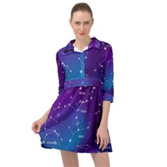 Realistic-night-sky-poster-with-constellations Mini Skater Shirt Dress by Simbadda