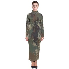 Camouflage-splatters-background Turtleneck Maxi Dress by Simbadda