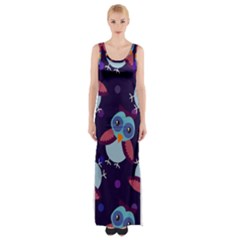 Owl-pattern-background Thigh Split Maxi Dress by Simbadda