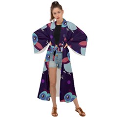 Owl-pattern-background Maxi Kimono by Simbadda