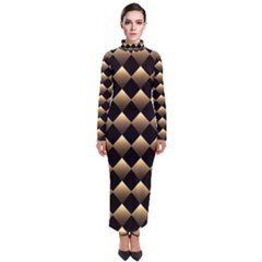 Golden-chess-board-background Turtleneck Maxi Dress by Simbadda