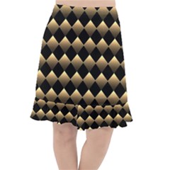 Golden-chess-board-background Fishtail Chiffon Skirt by Simbadda