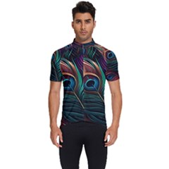 Peacock Feathers Nature Feather Pattern Men s Short Sleeve Cycling Jersey by pakminggu