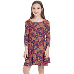 Kaleidoscope Dreams  Kids  Quarter Sleeve Skater Dress by dflcprintsclothing