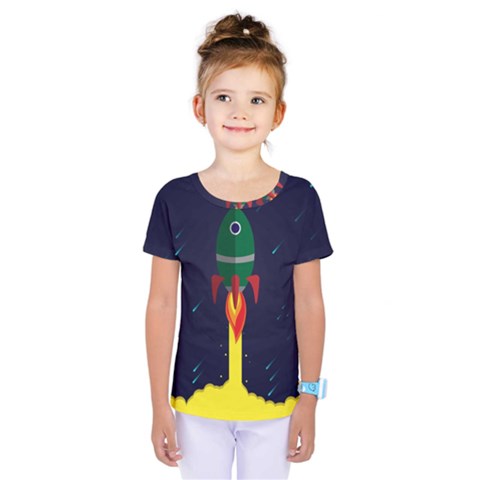 Rocket Halftone Astrology Astronaut Kids  One Piece Tee by Bangk1t