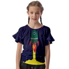 Rocket Halftone Astrology Astronaut Kids  Cut Out Flutter Sleeves by Bangk1t