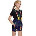 Rocket Halftone Astrology Astronaut Kids  Short Overalls View3