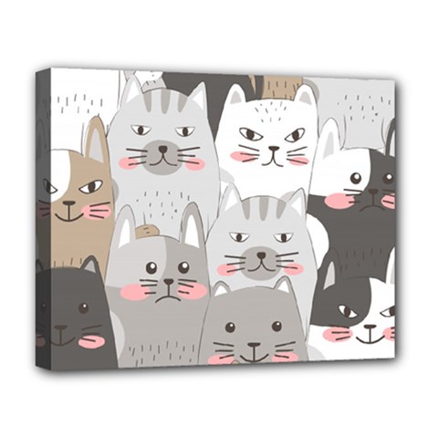 Cute Cats Seamless Pattern Deluxe Canvas 20  X 16  (stretched) by Bangk1t