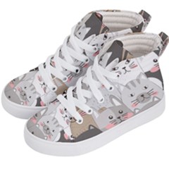 Cute Cats Seamless Pattern Kids  Hi-top Skate Sneakers by Bangk1t