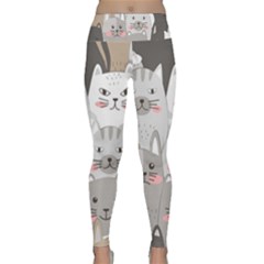 Cute Cats Seamless Pattern Lightweight Velour Classic Yoga Leggings by Bangk1t