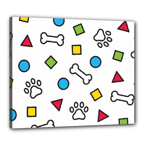 Dog Paw Seamless Pattern Footprint Bone Canvas 24  X 20  (stretched) by Bangk1t