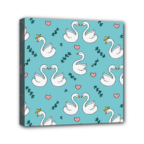 Elegant Swan Pattern Design Mini Canvas 6  X 6  (stretched) by Bangk1t