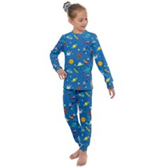 Space Rocket Solar System Pattern Kids  Long Sleeve Set  by Bangk1t