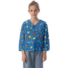 Space Rocket Solar System Pattern Kids  Sailor Shirt by Bangk1t